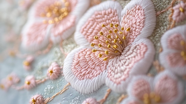 haftowany kwiatowy wzór